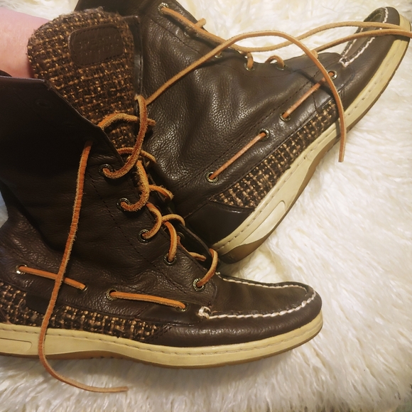 Sperry brown leather lace up tall boot sz 8 - Picture 3 of 16